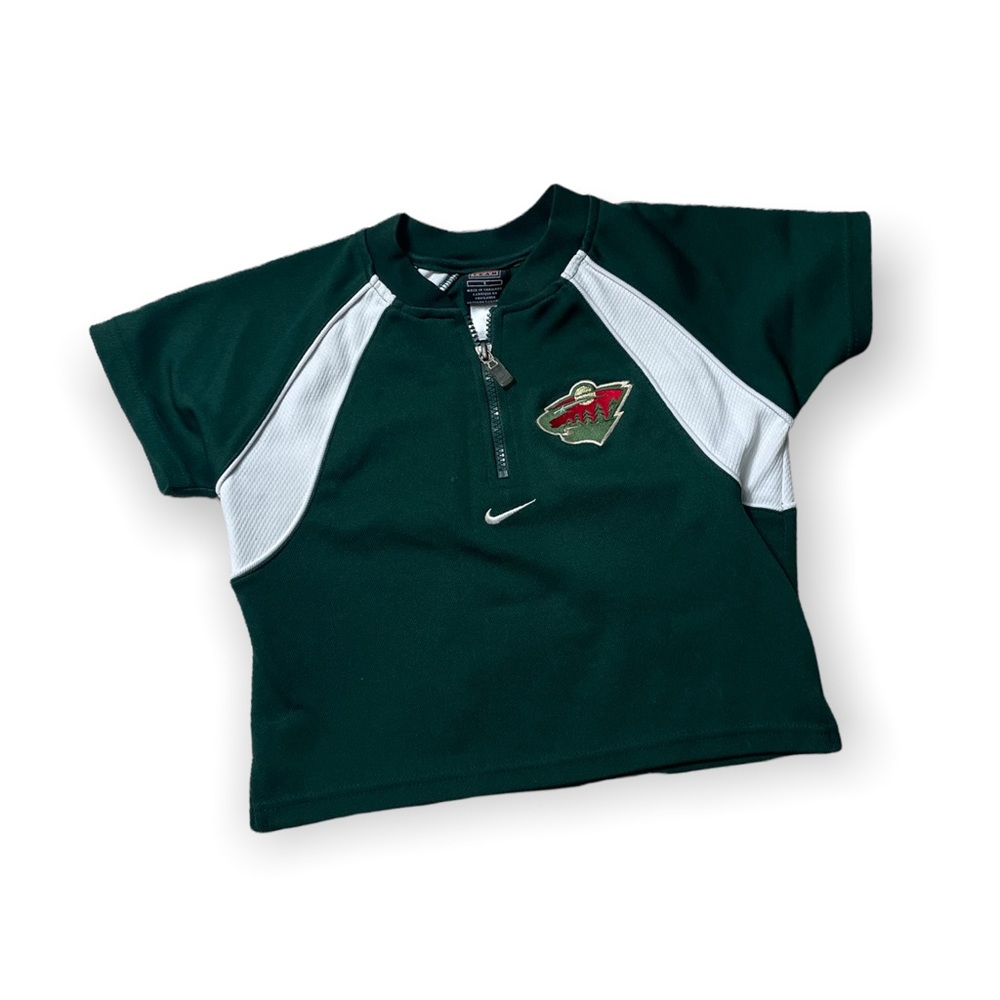 Kids Nike Team Minnesota Wild Hockey Short Sleeve Half Zip Top Size 5
